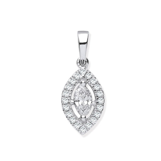 18k White Gold 0.40ct Marquise Shaped Diamond Pendant