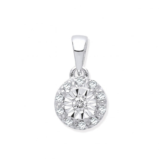 9k White Gold 0.07ct Diamond Pendant