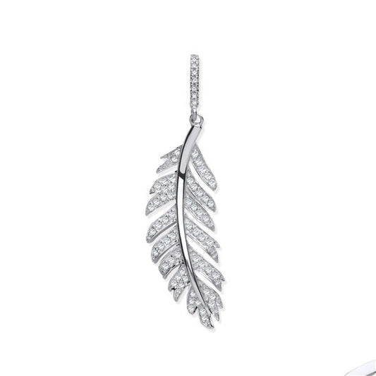 9k White Gold 030ct Feather Shape Diamond Pendant