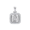 9k White Gold D/C Bezel Square 0.25ct Diamond Pendant