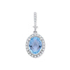 9k White Gold 1.77ct Oval Blue Topaz & 0.17ct Diamond Pendant