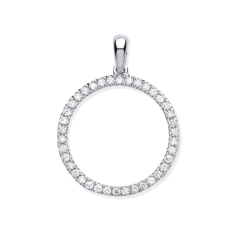 9k White Gold 0.33ct Circle of Life Diamond Pendant