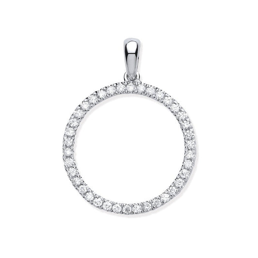 9k White Gold 0.33ct Circle of Life Diamond Pendant