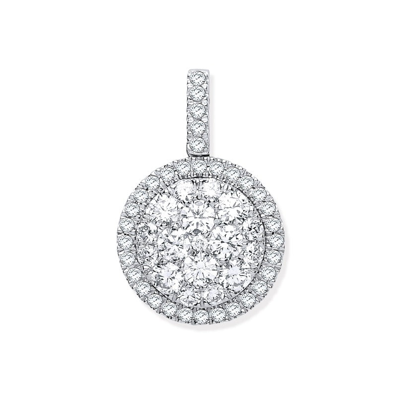 18k White Gold 1.13ct Round Drop Pendant