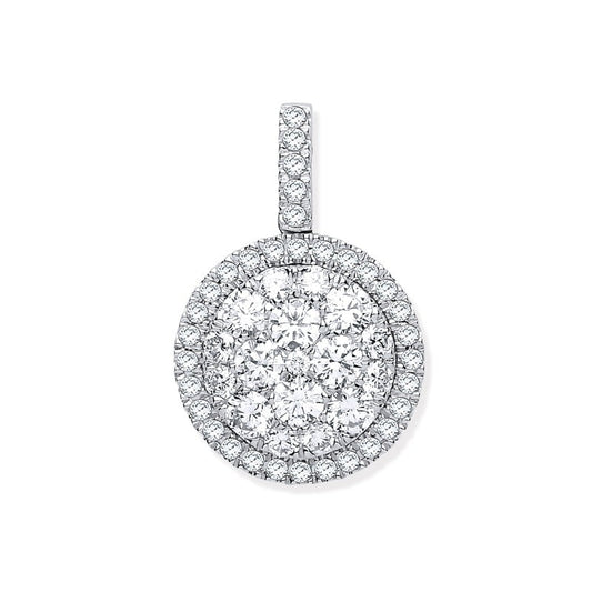 18k White Gold 1.13ct Round Drop Pendant