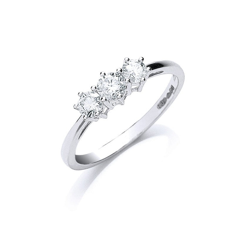 Platinum 0.50ct G/H-vs Brilliant Cut Diamond Trilogy Ring