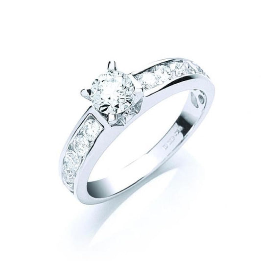 18k White Gold 1.00ct Brilliant Cut Centre Diamond Ring