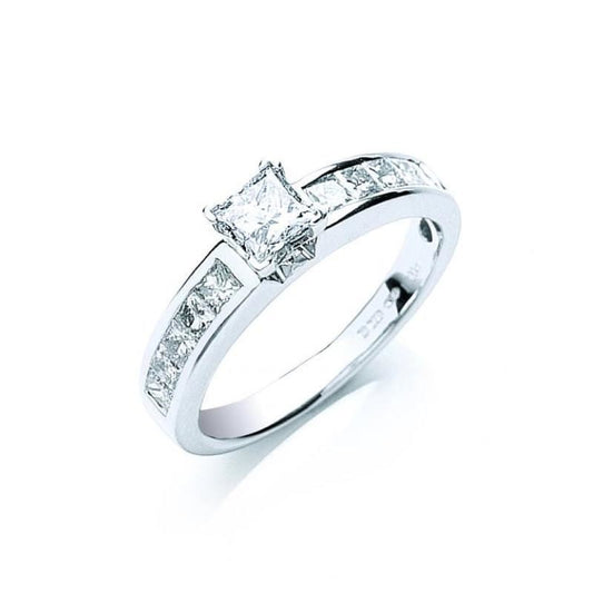 18k White Gold 1.00ct Princess Cut Diamond Ring