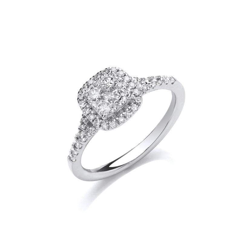 18k White Gold 0.55ct Halo Ring