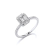 18k White Gold 0.50ct Baguette & Brilliant Cut Diamonds Rectangle Halo Ring