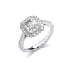 18k White Gold 1.00ct Emerald Cut Style Halo Style Ring