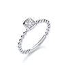 9k White Gold 0.10ct Beaded Shank Square Top Ring