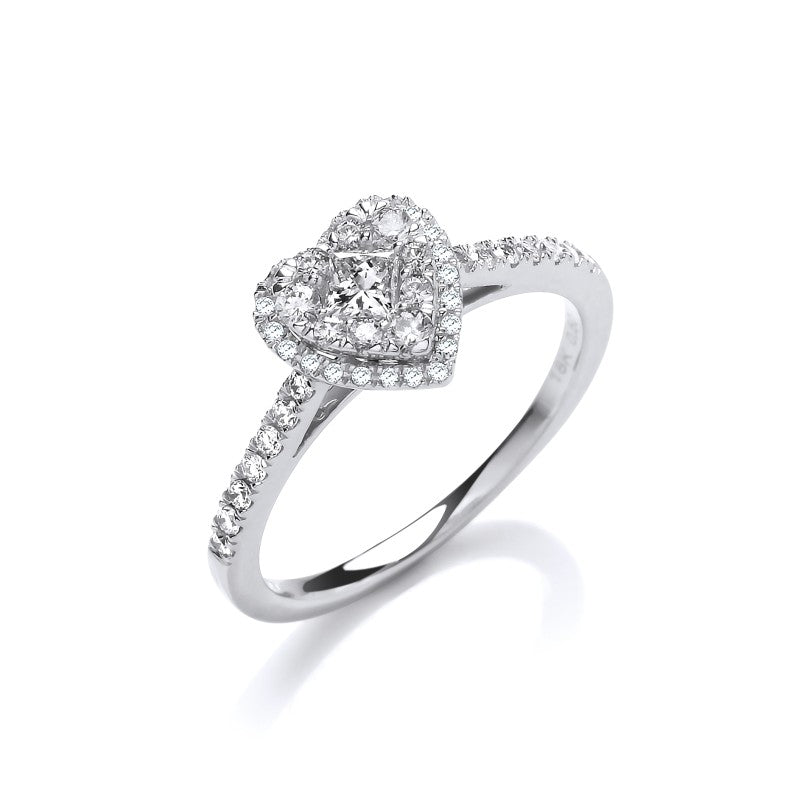 18k Heart Shaped 0.50ct Dress Ring.
