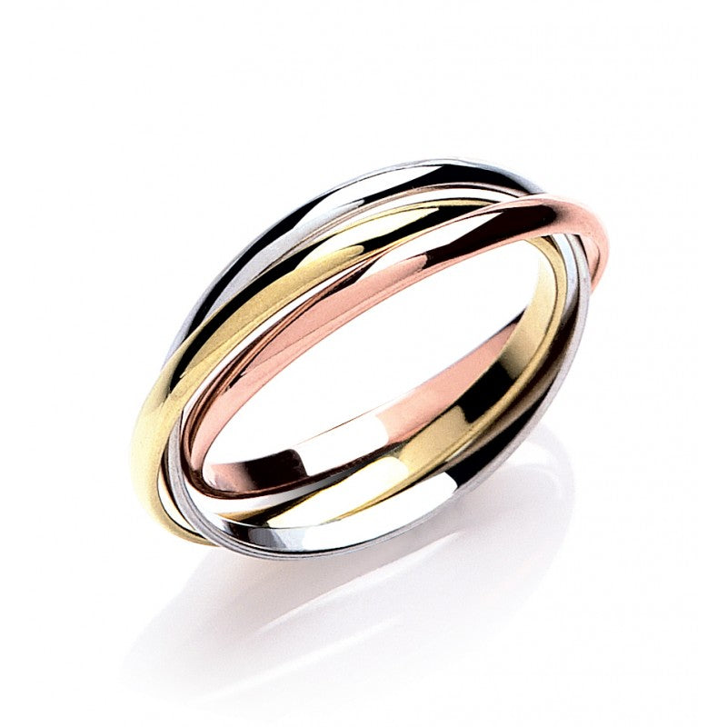 Russian Wedding Band – 2mm Yellow White & Rose Gold