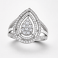 9K White Gold – 1ct Lab-Grown Diamond Teardrop Halo Ring