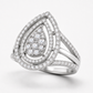 9K White Gold – 1ct Lab-Grown Diamond Teardrop Halo Ring